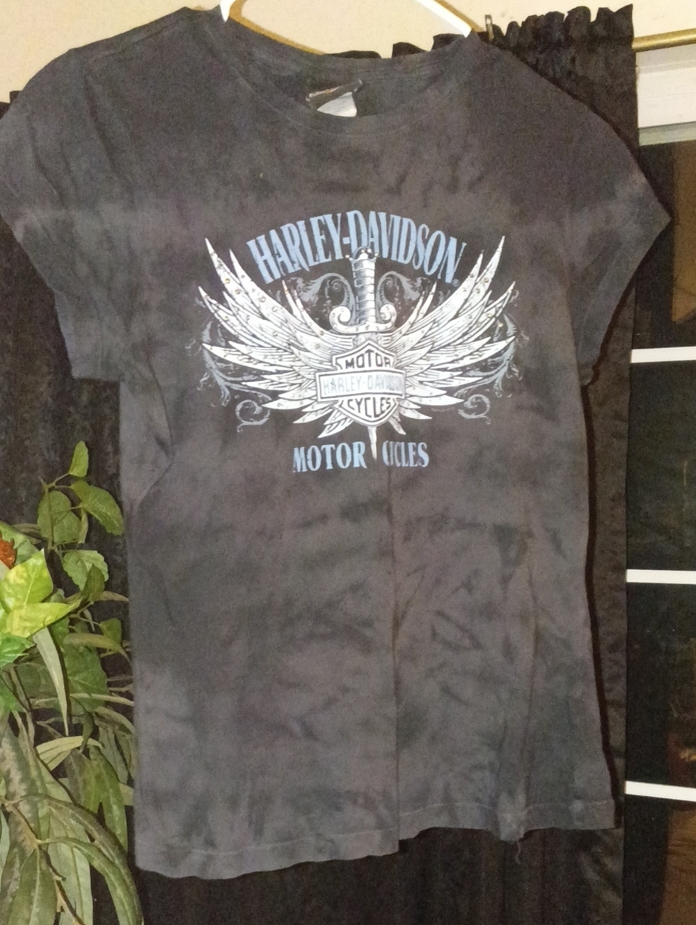 Harley-Davidson Black Tee with Light Blue and White Winged Crest